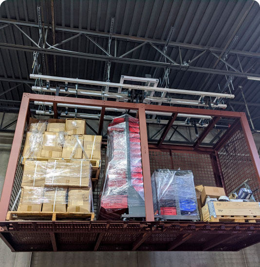 Overhead Lifts don’t just increase storage capacity. Our systems help you improve warehouse operations to reach new levels of efficiency and keep inventory secure overhead.