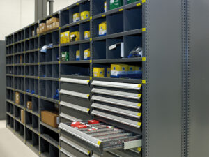 Distribution Center Shelving with Drawers